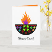 Bunte Diwali Lampe Diya Karte (Gelbe Blume)