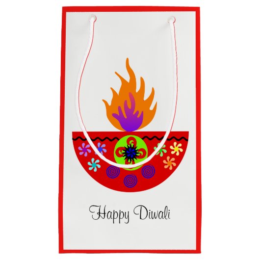Bunte Diwali Lampe Diya Kleine Geschenktüte (Vorderseite)