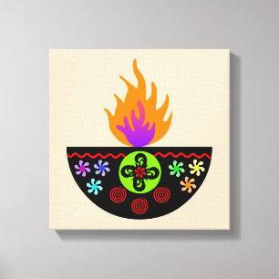Bunte Diwali Lampe Diya Leinwanddruck