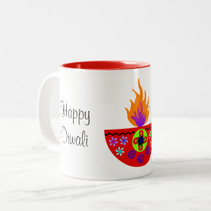 Bunte Diwali Lampe Diya Zweifarbige Tasse