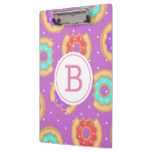 Bunte Donuts & Polka Dots | Monogramm Klemmbrett (Links)
