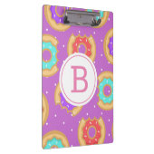 Bunte Donuts & Polka Dots | Monogramm Klemmbrett (Rechts)