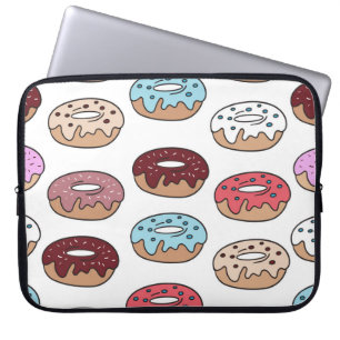 Bunte Doodle-Donuts Hintergrund. Laptopschutzhülle