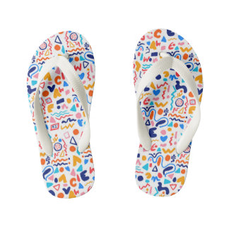 Bunte Doodle Flip Flops für Frauen | Retro Y2K A Kinderbadesandalen