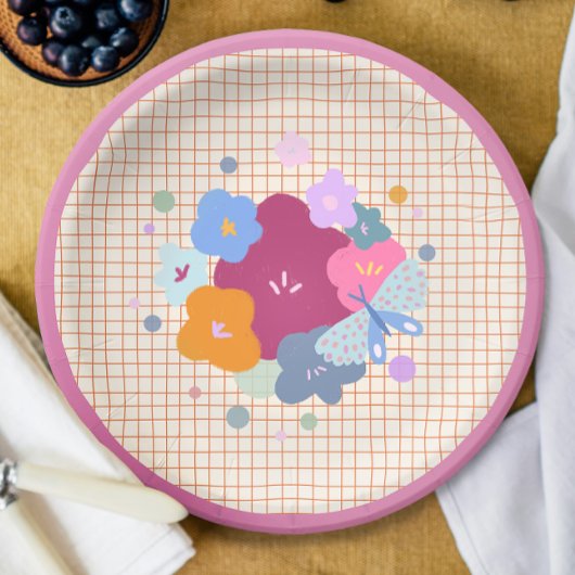 Bunte Dopamin-Blumenmädchen-Papierplatte Pappteller
