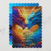 Bunte Drachen bei Hochzeiten in der Liebe Einladung (Vorne/Hinten)
