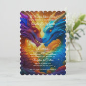 Bunte Drachen bei Hochzeiten in der Liebe Einladung (Stehend Vorderseite)