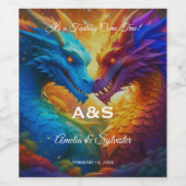 Bunte Drachen bei Hochzeiten in der Liebe Weinetikett (Einzelnes Label)