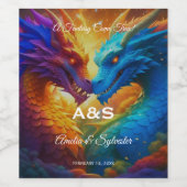 Bunte Drachen bei Hochzeiten in der Liebe Weinetikett (Einzelnes Label)