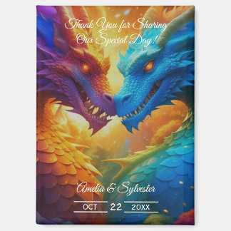 Bunte Drachen in der Liebe Hochzeit Danke Magnet