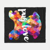 Bunte Dreieck-Muster-Mops-Silhouette-Mops-Liebe Fleecedecke (Vorderseite (Horizontal))