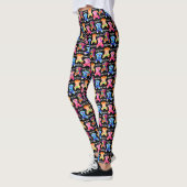 Bunte Dreieck-Muster-Mops-Silhouette-Mops-Liebe Leggings (Links)