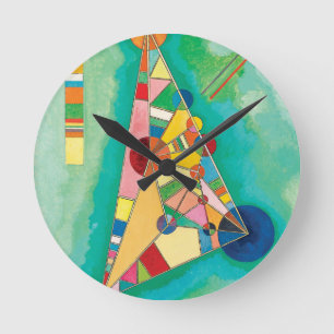 Bunte Dreiecke durch Wassily Kandinsky Runde Wanduhr