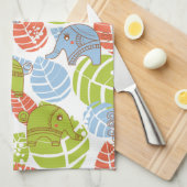 Bunte Dschungel-Elefanten Handtuch (Viertel Falte)