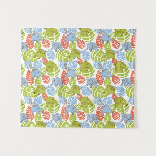 Bunte Dschungel-Elefanten Wandteppich (Vorderseite (Horizontal))