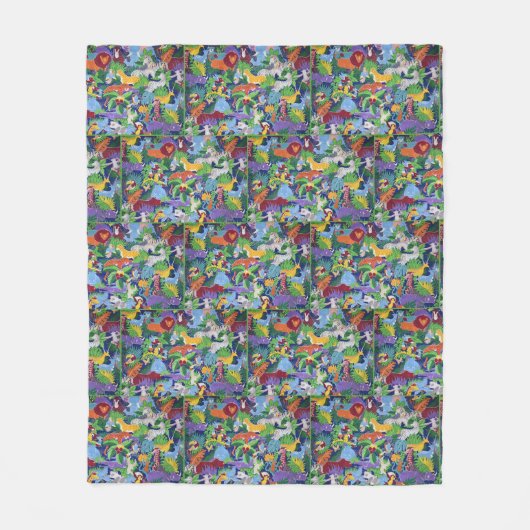 Bunte Dschungeltiere Fleecedecke (Vorderseite)