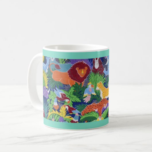 Bunte Dschungeltiere Kaffeetasse (Vorderseite Links)