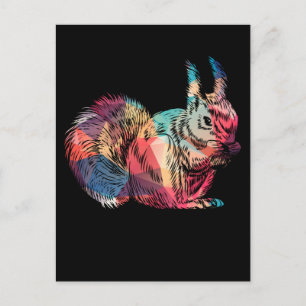 Bunte Eichhörnchen-Kunst Retro-Nagetier Postkarte