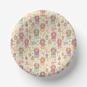 Bunte Eid Mubarak-Papierbowls für kleine Mädchen Pappteller