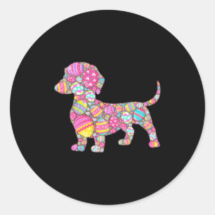 Bunte Eier Dachshund Hund Welpe Runder Aufkleber