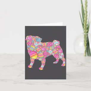 Bunte Eier Mops Hund Welpe Illustration Karte