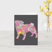 Bunte Eier Mops Hund Welpe Illustration Karte (Gelbe Blume)