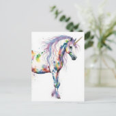 Bunte Einhorn-Fantasie Postkarte (Stehend Vorderseite)