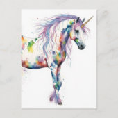 Bunte Einhorn-Fantasie Postkarte (Vorderseite)