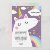 Bunte Einhorn- und Regenbogenfeier Dankeskarte (Vorne/Hinten)