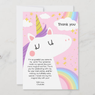 Bunte Einhorn- und Regenbogenfeier Dankeskarte