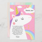 Bunte Einhorn- und Regenbogenfeier Dankeskarte (Vorne/Hinten)