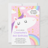 Bunte Einhorn- und Regenbogenfeier Einladung (Vorderseite)