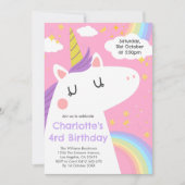 Bunte Einhorn- und Regenbogenfeier Einladung (Vorderseite)