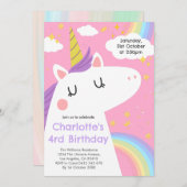 Bunte Einhorn- und Regenbogenfeier Einladung (Vorne/Hinten)