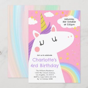 Bunte Einhorn- und Regenbogenfeier Einladung