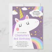 Bunte Einhorn- und Regenbogenfeier Einladung (Vorderseite)