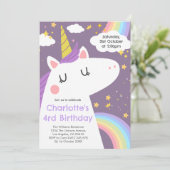 Bunte Einhorn- und Regenbogenfeier Einladung (Stehend Vorderseite)
