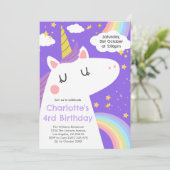 Bunte Einhorn- und Regenbogenfeier Einladung (Stehend Vorderseite)