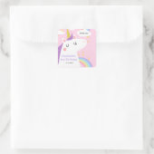 Bunte Einhorn- und Regenbogenfeier Quadratischer Aufkleber (Tasche)