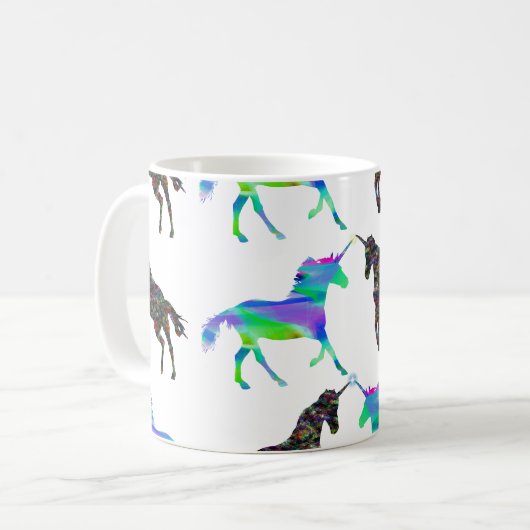Bunte Einhörner Kaffeetasse (Vorderseite Links)
