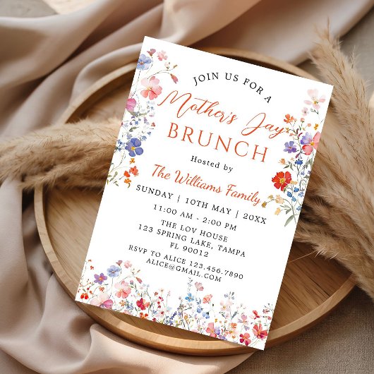 Bunte Einladung zum Muttertagsbrunch mit Wildblume