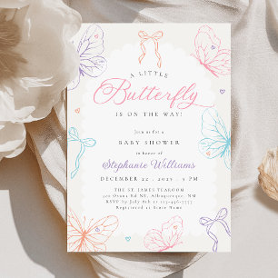 Bunte Einladung zur Babyparty Kleine Schmetterling