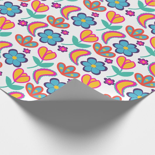 Bunte, einzigartige Blume Geschenkpapier (Ecke)