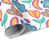 Bunte, einzigartige Blume Geschenkpapier (Rolleneckpunkt)