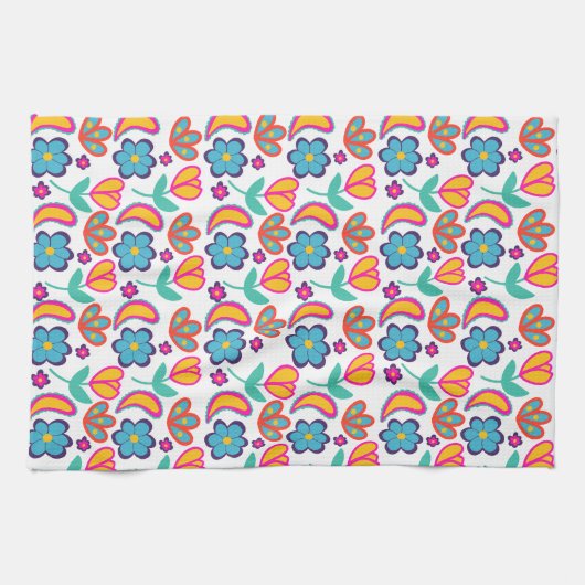 Bunte, einzigartige Blume Geschirrtuch (Horizontal)