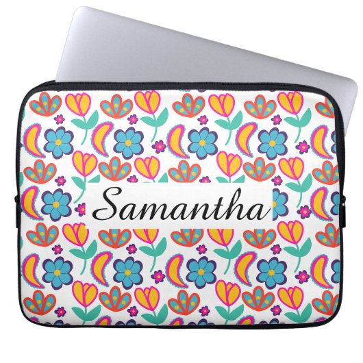 Bunte, einzigartige Blume Laptopschutzhülle (Vorderseite)