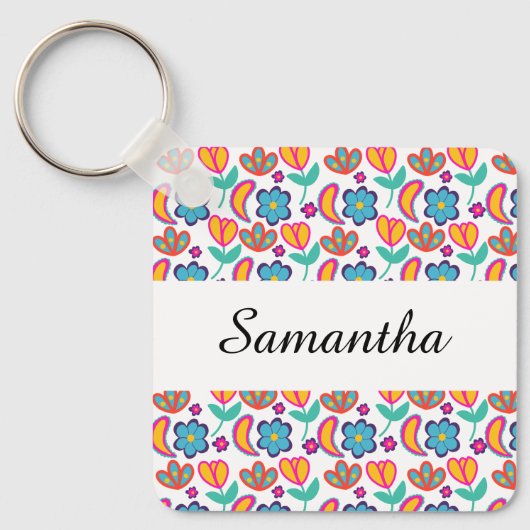 Bunte, einzigartige Blume Schlüsselanhänger (Vorderseite)