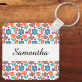 Bunte, einzigartige Blume Schlüsselanhänger (Rückseite)