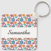 Bunte, einzigartige Blume Schlüsselanhänger (Rückseite)