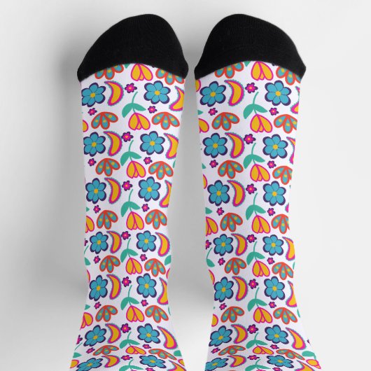 Bunte, einzigartige Blume Socken (Oben)
